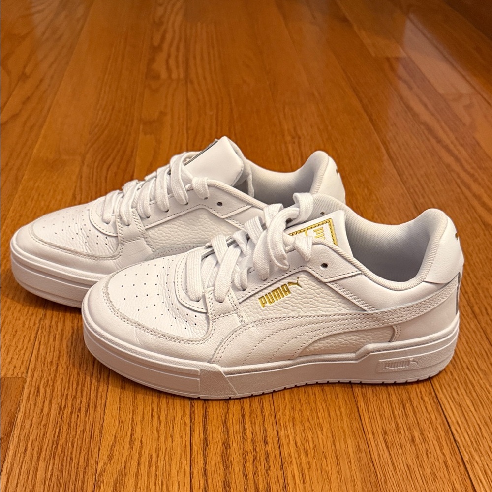Puma White and Gold Women's Sneakers